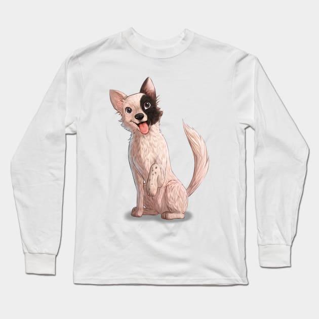 White Border Collie Dog Portrait Long Sleeve T-Shirt by PaperRain